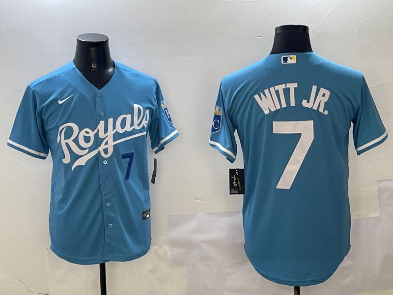 Men Kansas City Royals #7 Witt jr Light Blue Game 2025 Nike MLB Jersey style 2